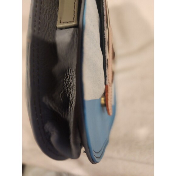 Soruka Leather Animal Blue Leopard Cheetah Crossbody Purse Bag Mall 7x7 Inch - Picture 7 of 11